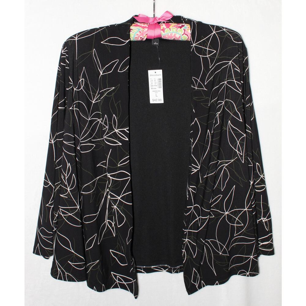 NWT Roz & Ali Dressbarn Open Front Cardigan, Women's Size Large, MSRP $42